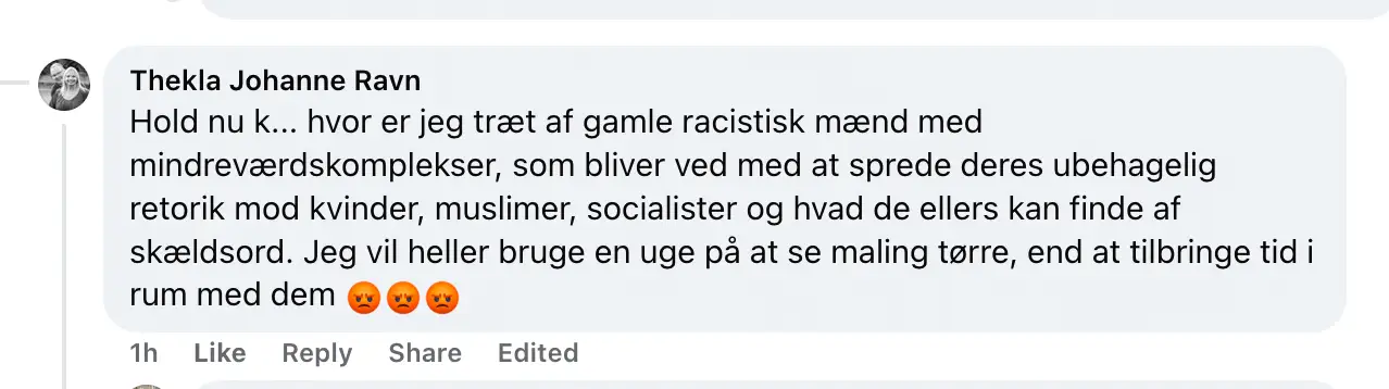 Thekla Ravn er kendt for miste besindelsen, når hun debattere politik på Facebook.